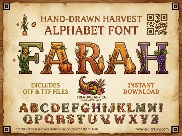 Farah: A Hand-Drawn Font for Autumn's Bounty